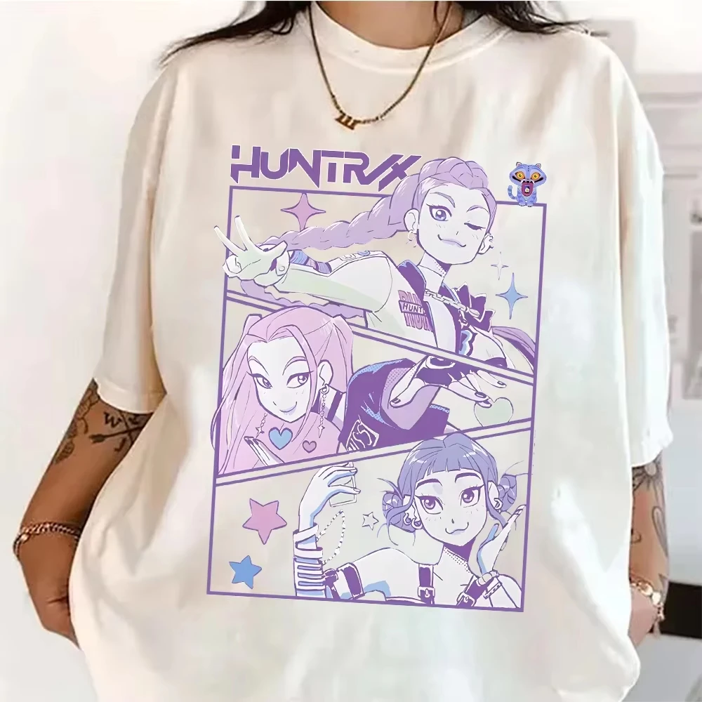 

KPop Demon Hunters Print Graphic Cotton Women Tshirt Summer Y2K Men Clothes Hot Anime Aesthetic Short Sleeve Comfortable T-shirt