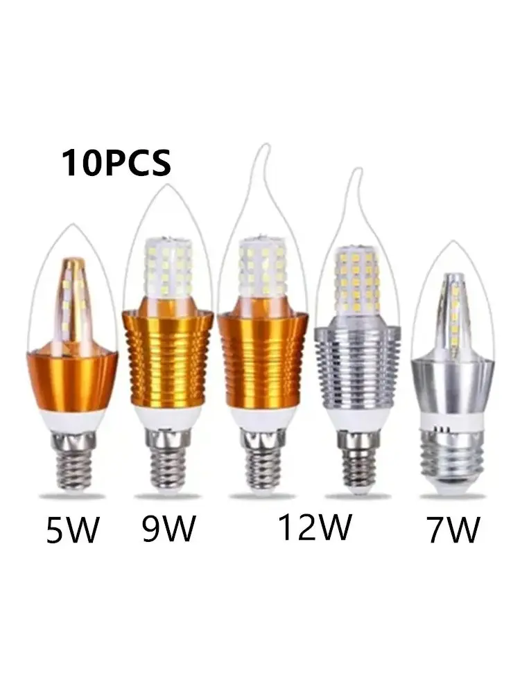 

10PCS E14 LED Bulb AC220 5W 7W 9W 12W Filament Candle Light C35 Edison Bulb Retro Antique Vintage Style Cold White Warm White