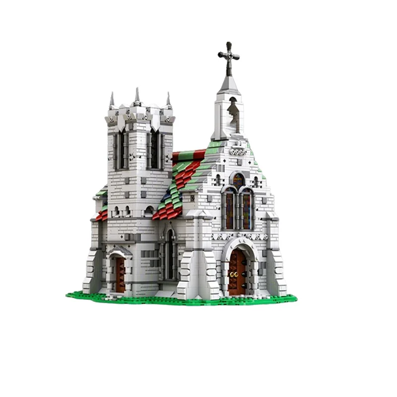 Street View Modello MOC Mattoni da costruzione L'Antica architettura della chiesa Tecnologia modulare Regali di festa per bambini Assemblare giocattoli