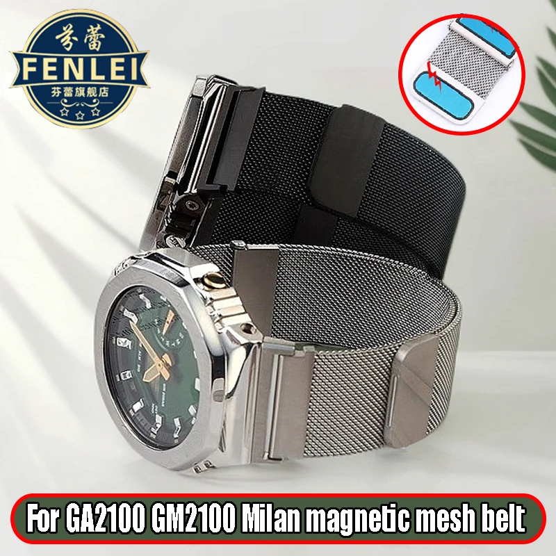 Men's GA-2100 Strap For Casio Farmhouse Oak GA2100 GM2100 GA2110 Metal Modified Watch band Milan Mesh Stainless Steel Bracelet