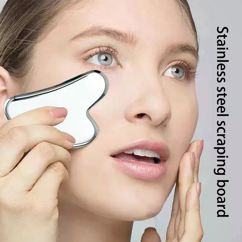 Face Guasha Scraper Stainless Steel Gua Sha Massager Body Neck Back Stress Relief Beauty Tool Skin Scraping Lymph Detox Massage