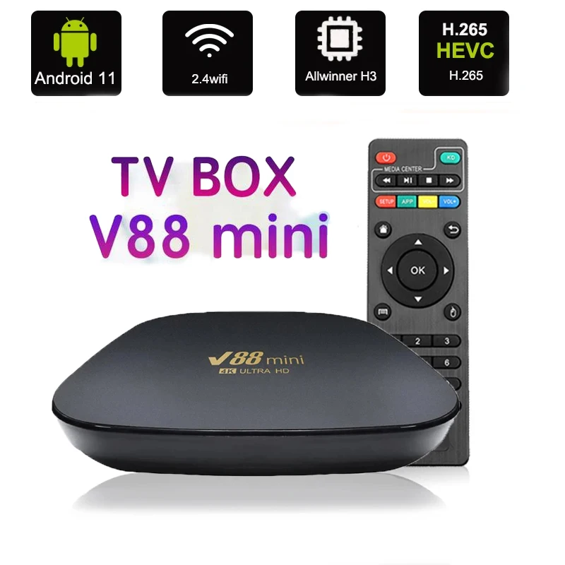 ТВ-приставка V88 Mini Smart Tv Box Android 11 медиаплеер 1 ГБ ОЗУ 8 Гб ПЗУ H3 Четырехъядерный 4K V88 mini TV Box Smart Home Tv Box