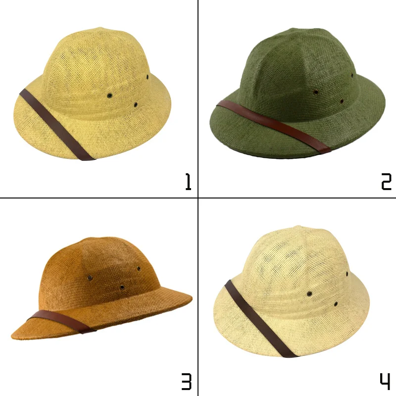 Novelty Men Straw Helmet Pith Sun Hats Men Vietnam War Army Hat Dad Boater Bucket Hats Safari Jungle Miners Cap