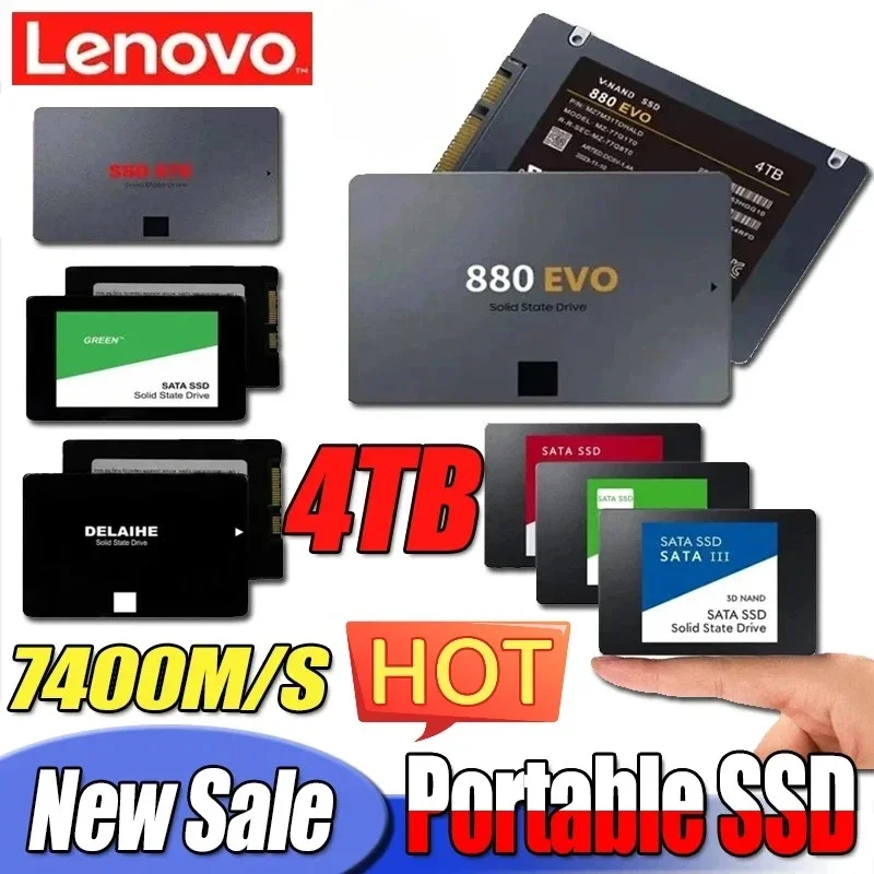 New Lenovo 4TB SSD External Hard Disk For Internal Hard Drive Sata3 Interface Portable High Speed Solid State Drive For Laptop