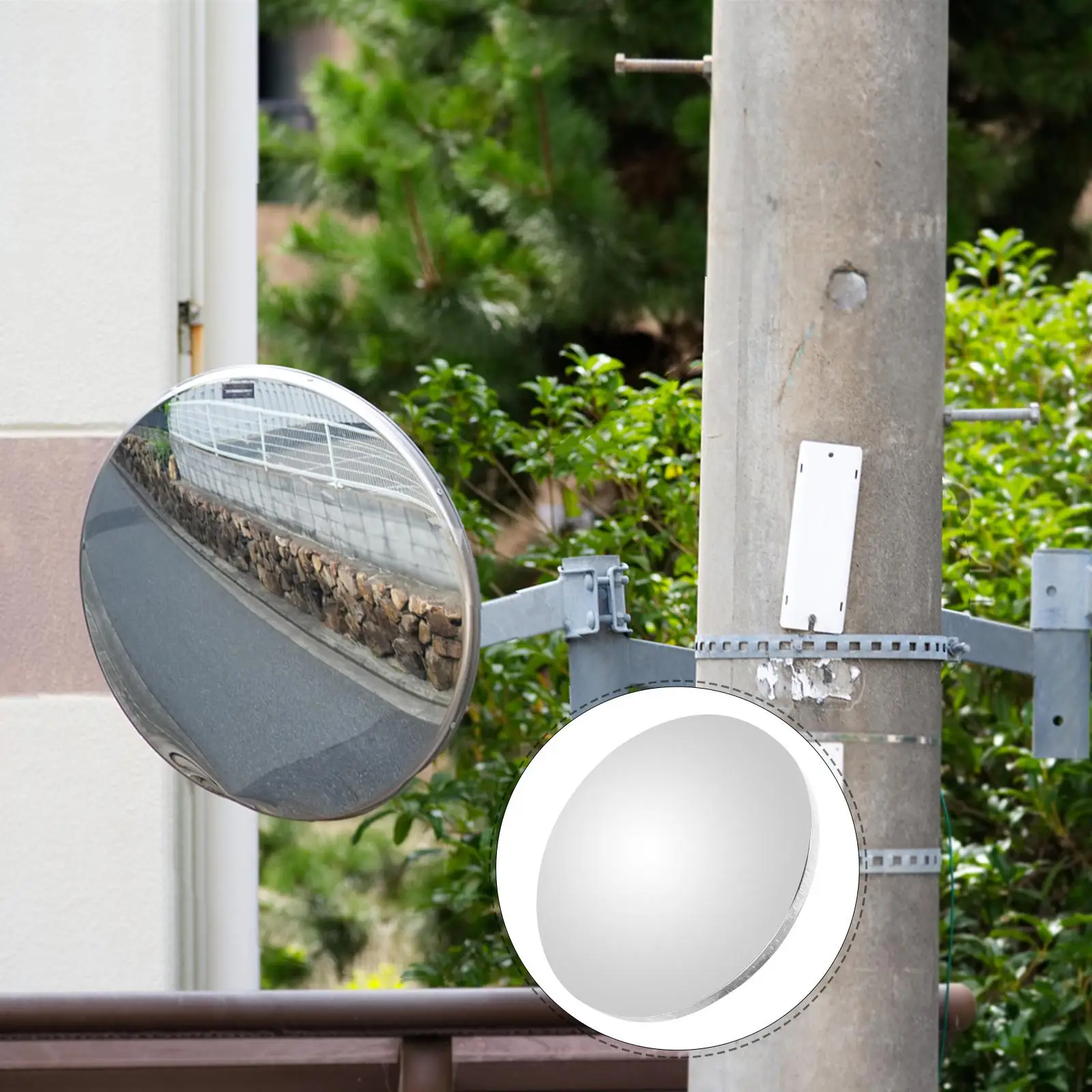 Convex Mirror Station Rear View Mirrors Solar Power Lights for Outdoors Wide Angle Safety Corner Driveway Branches