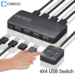 KVM Switch USB Switch Shared Controller Hub Adapter USB2.0 4 Inputs 4 Outputs For Laptop Computer Printer Keyboard Mouse Monitor