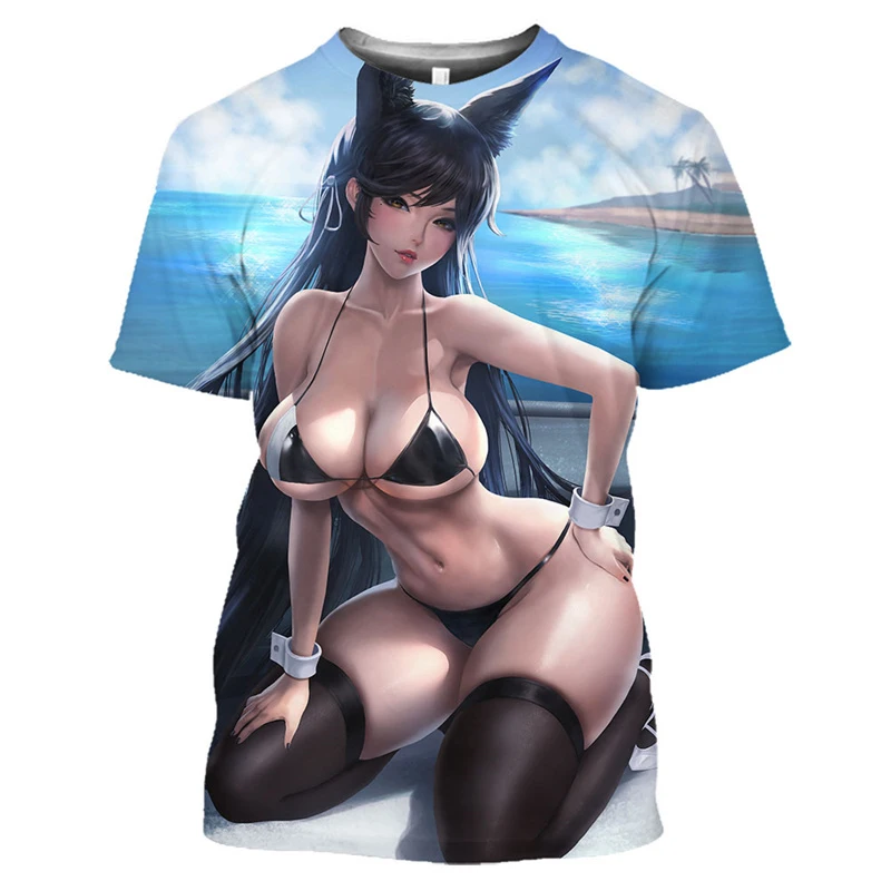 Seksowna dziewczyna koszulka z nadrukiem 3D Ahegao Manga Hentai Loli Tee Anime eksponowana strój kąpielowy Bikini bluza męska damska stylowe topy na co dzień