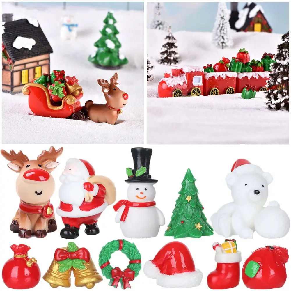 Home Decorations Bonsai Decor Fairy Garden Micro Landscape Xmas Tree Christmas Figurines Miniature Snowman Santa Claus