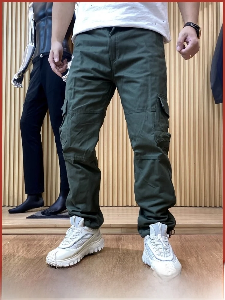 

Thiened Fce Lined Зимние уличные мужские повседневные брюки Multi kets Спецодежда Sle Ветрозащитные теплые прямые хлопковые брюки...