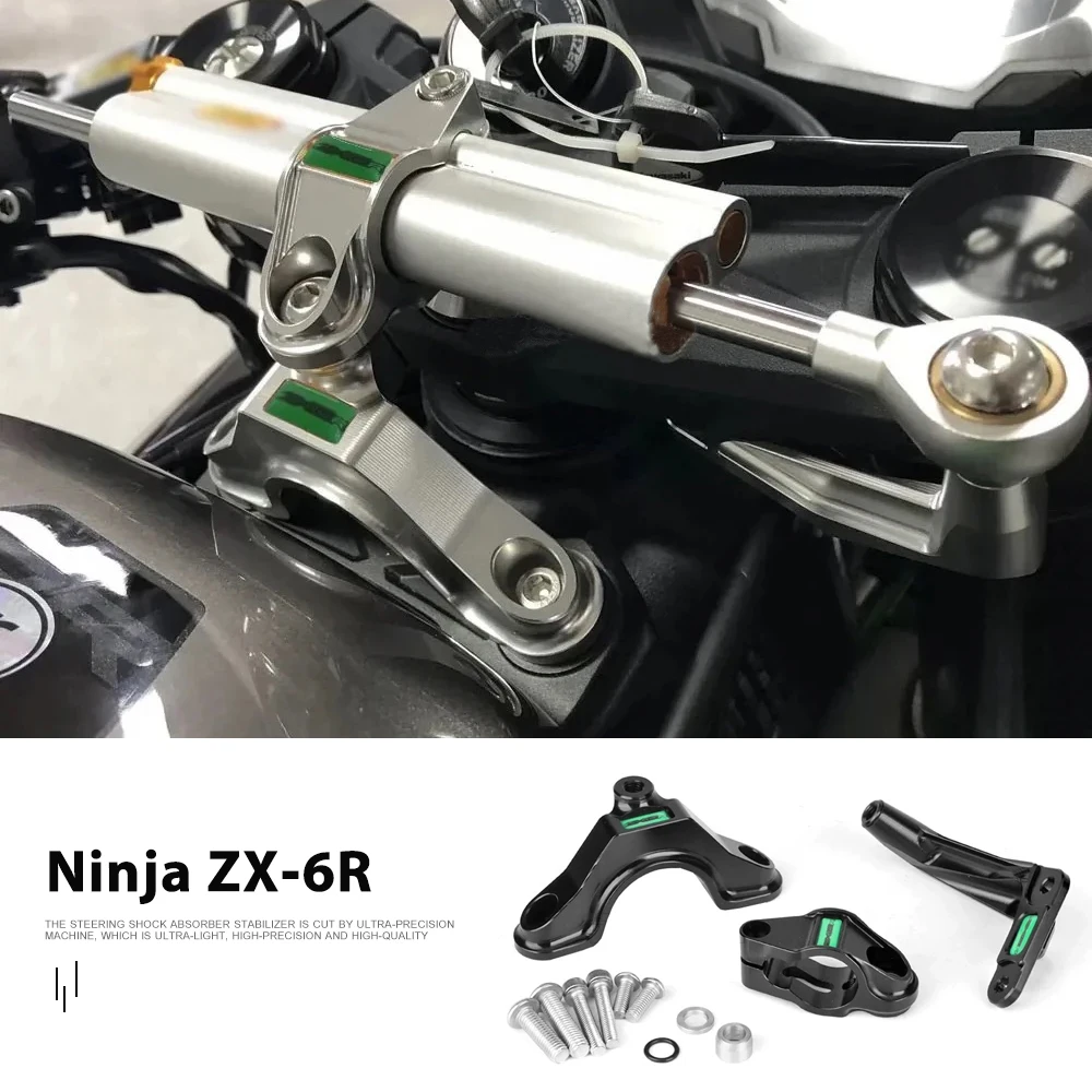 

ZX-6R 2024 Motorcycle Accessories Steering Damper Stabilizer & Bracket Mount Kit For Kawasaki Ninja ZX-6R ZX6R ZX 6R