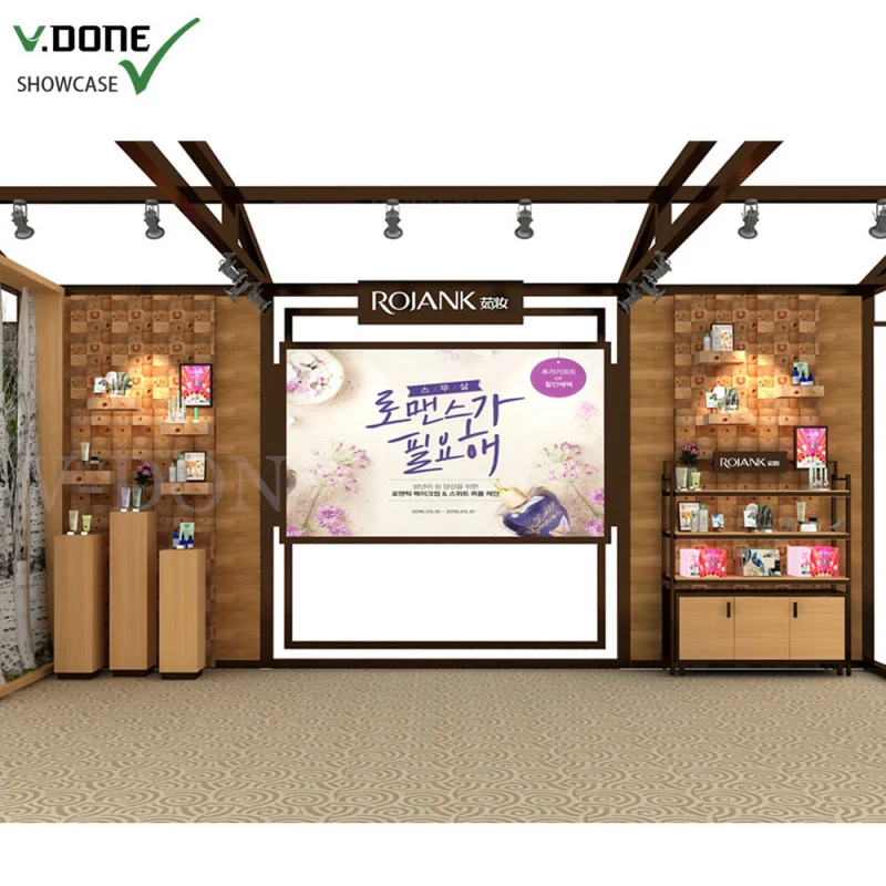 [Customized]Factory Direct Sale Customized Perfume Display Kiosk With Led Light Makeup Store Cosmetics Shop Store Inte