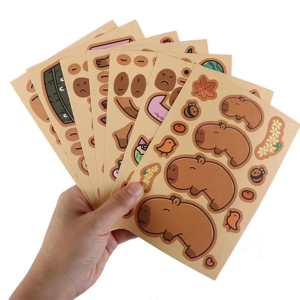 Make a Face Sticker Capybara Sticker DIY Sticker Cartoon Face Changing Stickers Waterproof DIY Toy Puzzle Stickers