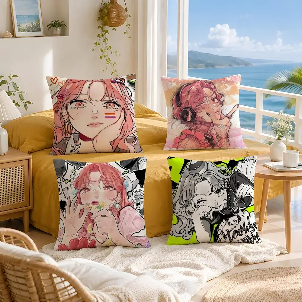 Manga The Guy She Was Interested In Wasn't a Guy at All Cushion Cover Throw Pillow Short Plush Fresh Natural Cushion for Living