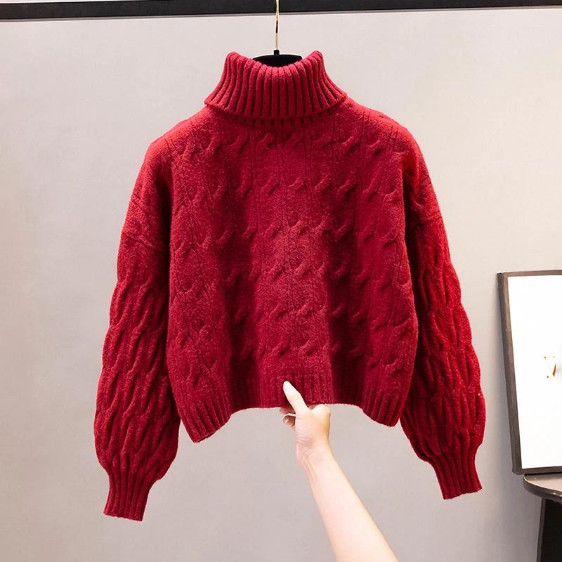 เสื้อไหมพรมคอสูงสำหรับผู้หญิง สไตล์ลำลอง ใส่สบาย เหมาะสำหรับใส่เป็นเสื้อตัวใน หรือใส่เป็นเสื้อคลุม ให้ความอบอุ่น แขนยาว สำหรับฤดูใบไม้ร่วงและฤดูหนาว สินค้ามาใหม่