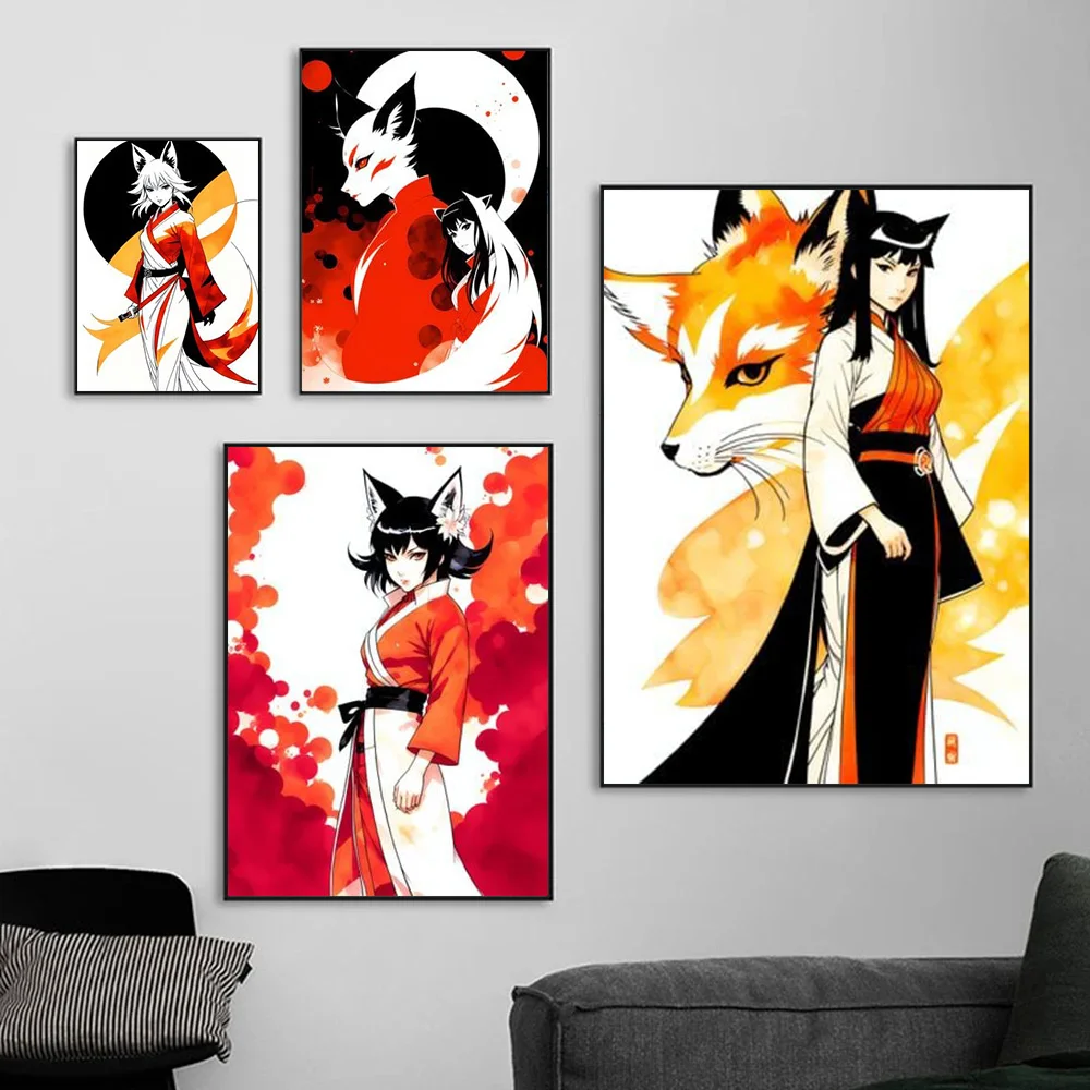 

Anime Fox Girl Poster Prints Canvas Painting Decorative Paintings for Living Room Bedroom Modern Wall Art Home Decor No Frame