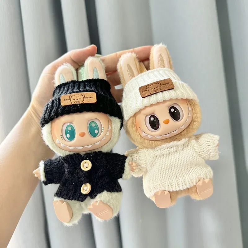 

Fashion Sweater Outfit Accessories Sitting Party Sweater Hat Clothing For 17cm Labubu V1 V2 Idol Cute Doll Clothes