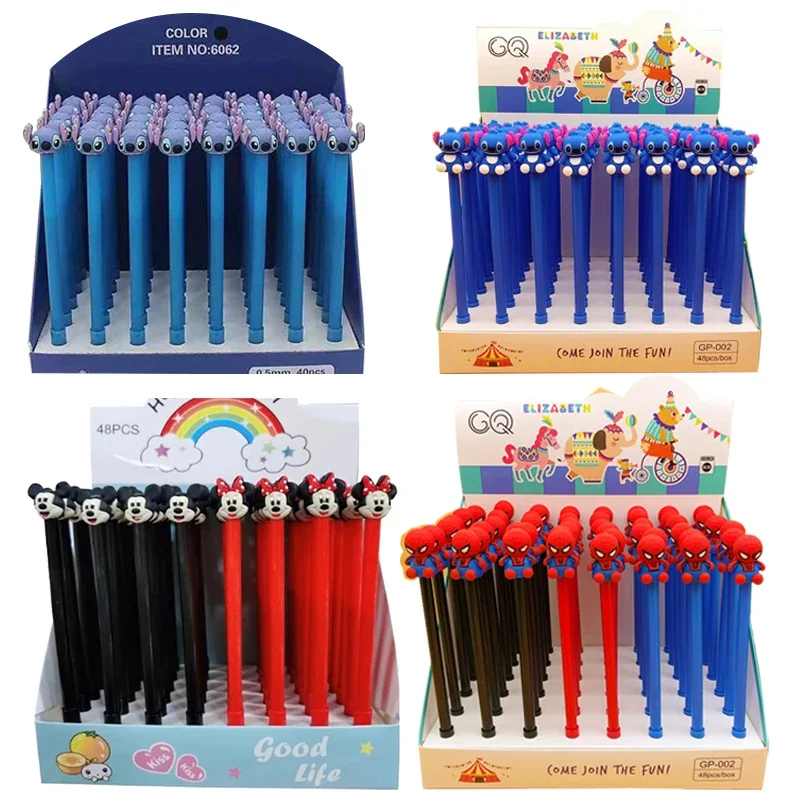 disney lilo e stitch gel canetas bonito mickey minnie assinatura caneta neutra roller ball pen material escolar papelaria atacado 48 pcs 01