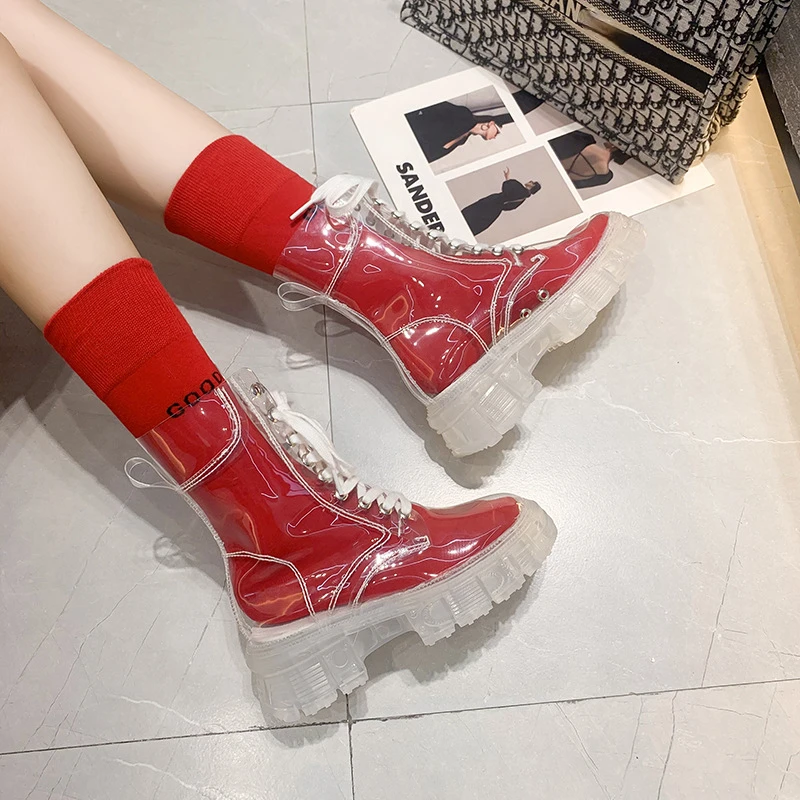 Transparent Booties Woman Fashion Shoes Designer Ankle Boots Female Clear Boots for Women Transparent Footwear Botas De Mujer