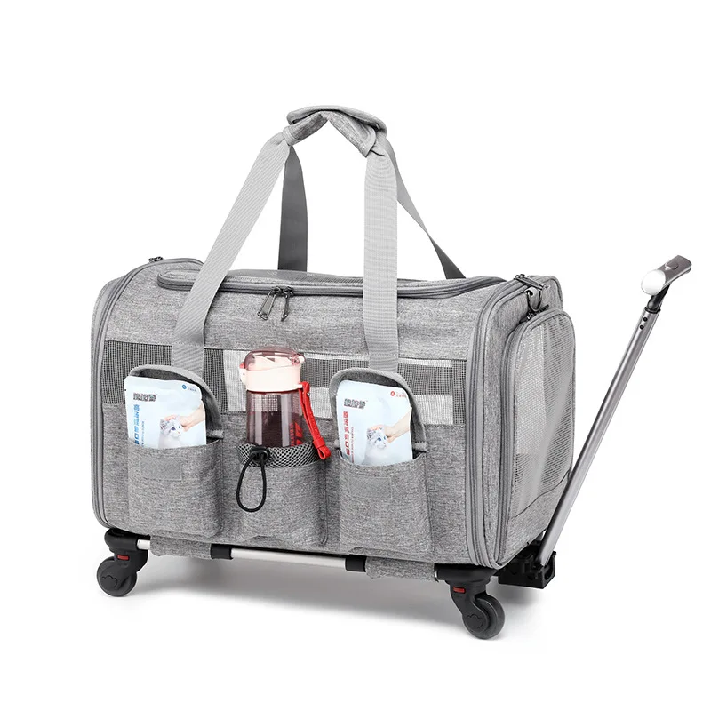 

Portable Pet Trolley Case Detachable Universal Wheel Breathable Foldable Puppy Travel Bag Large Capacity Cat Carrier Supplies