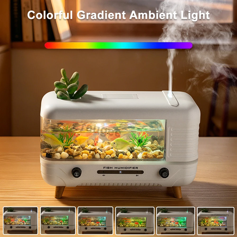 Aquarium-Luftbefeuchter, Ätherisches-Öl-Diffusor, 7-Farben-Licht, Aromatherapie-Luftbefeuchter, Geräuscharmer Aroma-Kaltnebelgenerator für den Haushalt – Detail 4