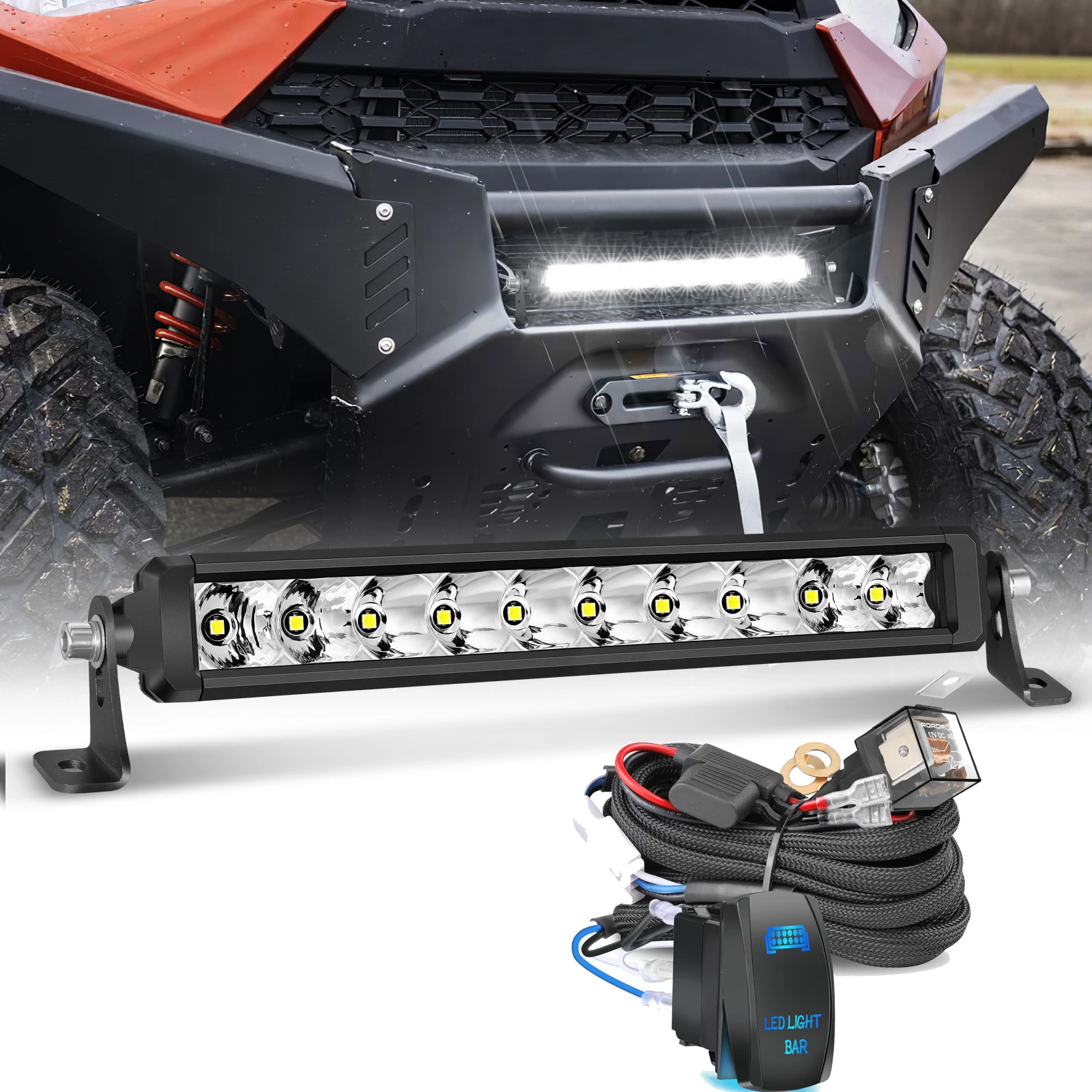 

Для Yamaha Raptor 350 660R 700 700R YFM350R YFM660R: 12-дюймовая однорядная светодиодная балка (комбинированный свет: точечный и рассеянный) с проводкой, водонепроницаемая