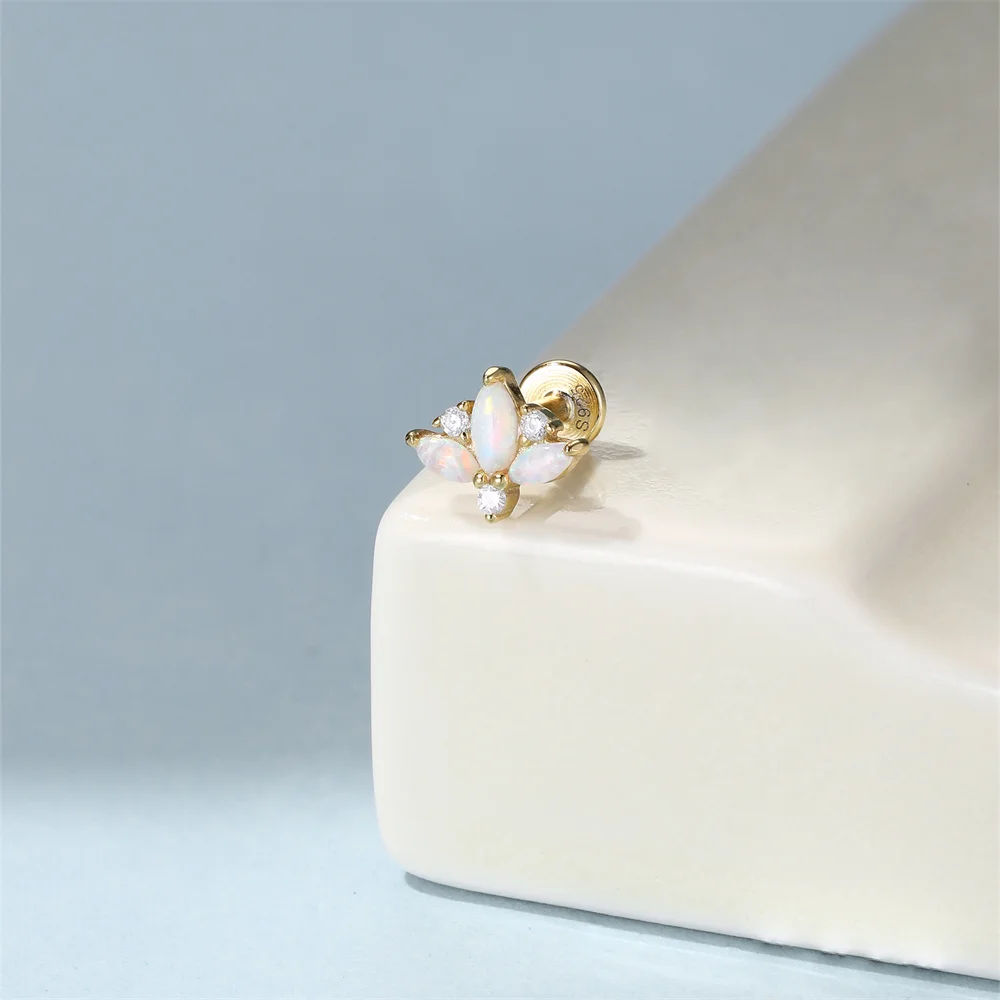 CANNER 1 قطعة 925 فضة الحصان العين تاج أوبال ثقب القرط للنساء ثمانية وأشار ستار الغضروف الأذن ترصيع مجوهرات #3