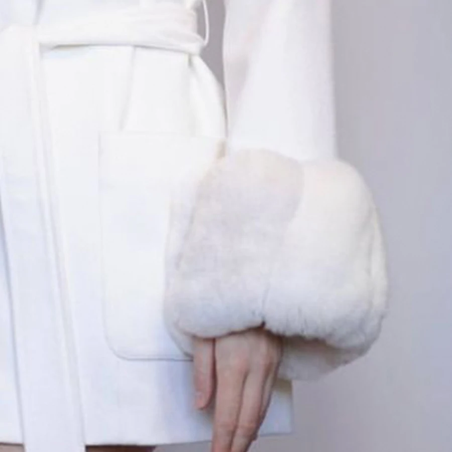 Natural Rex Rabbit Fur Cuff para mulheres, Real Chinchilla Fox Fur, Best Selling, Inverno