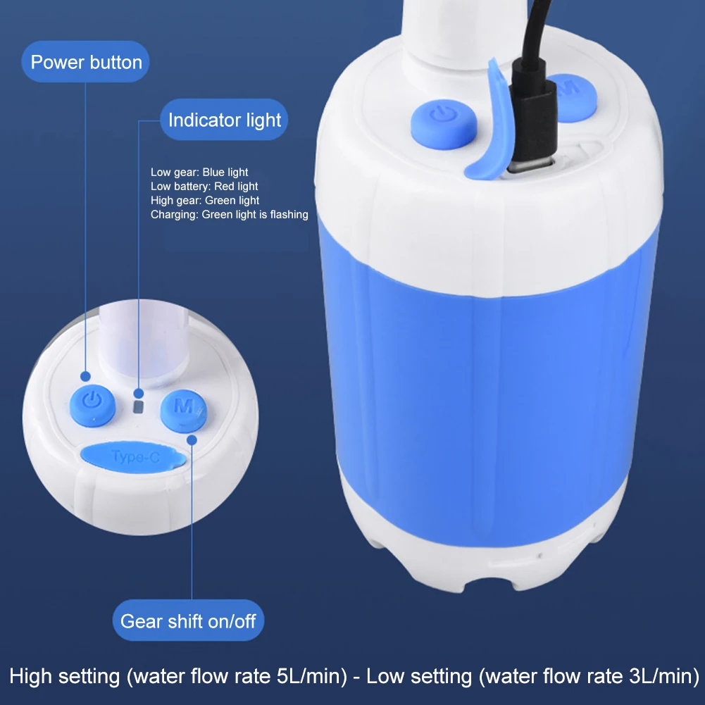 دش خارجي محمول قابل لإعادة الشحن، تصميم مدمج، تدفق لطيف لغسيل السيارات والبستنة والاستحمام والتخييم والسفر