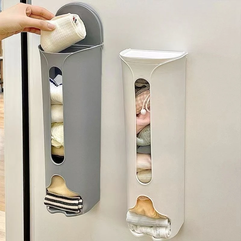 10pcsBlue Plastic Wall Mount Bag Dispenser For Kitchen Garbage Liner Storage Organizer