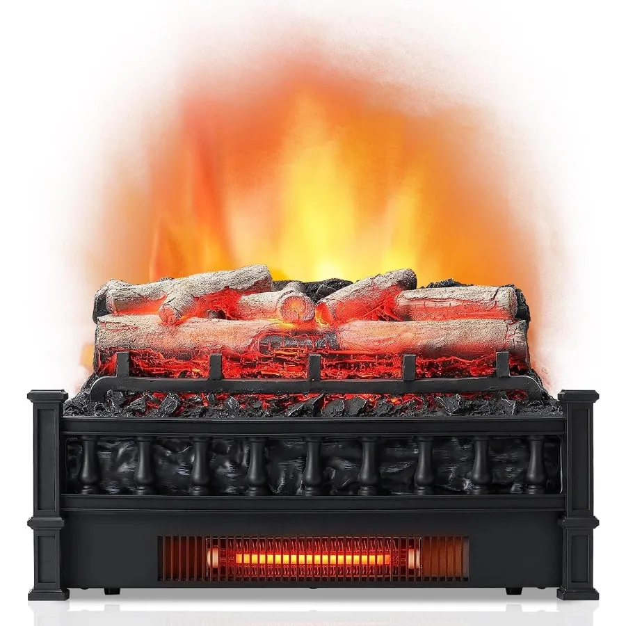 

20 Electric Fireplace Log Set Heater with Adjustable Temp Overheating Protection Realistic Birch Wood Ember Bed Infrared Quartz