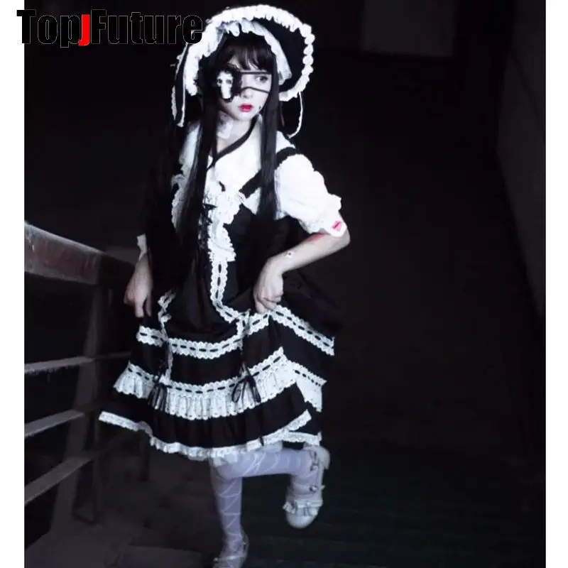 Kobiety mężczyźni w japońskim stylu Harajuku Y2k Girls Anime Cosplay maska na oczy Gothic Lolita czaszka Punk koronkowa opaska na oczy impreza z