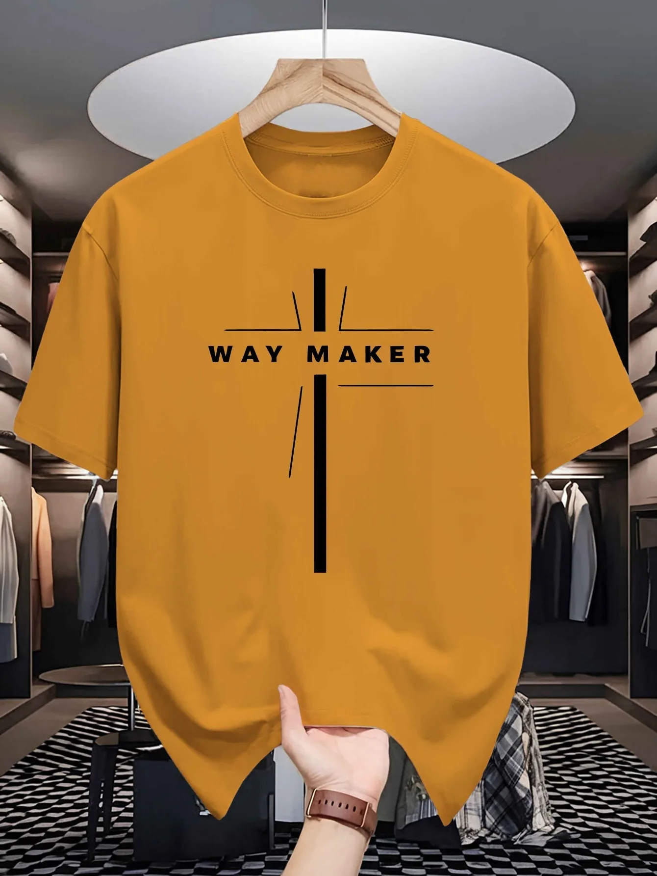 T-shirt d'été pour hommes, haut décontracté, coupe ample, surdimensionné, motif de lettres imprimé, col rond, manches courtes, Vêtement