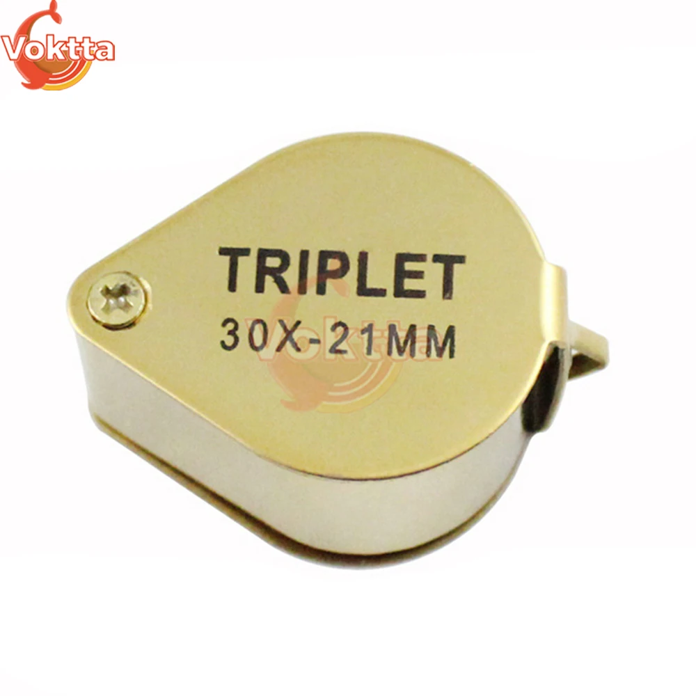 30X 20X 10X กระเป๋า Loupe แว่นขยายเครื่องประดับโลหะแว่นขยายเลนส์ Triplet Glass Diamond Jewelers แก้วเครื่องมือ