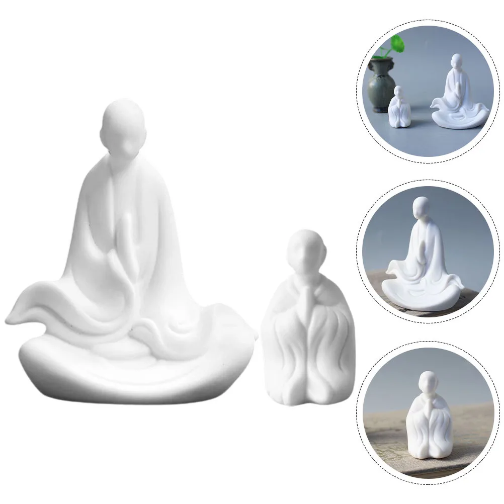 

2 Pcs Outdoor Statues Decoration Novice Monk Creative Decorative Garden Ornaments