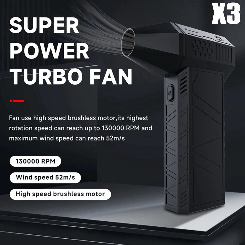 X3 130000RPM Turbofan High Power Jet Fan Air Duster Brushless Motor Variable Speed Dust Blower Cleaning Tool Handheld Air Blower