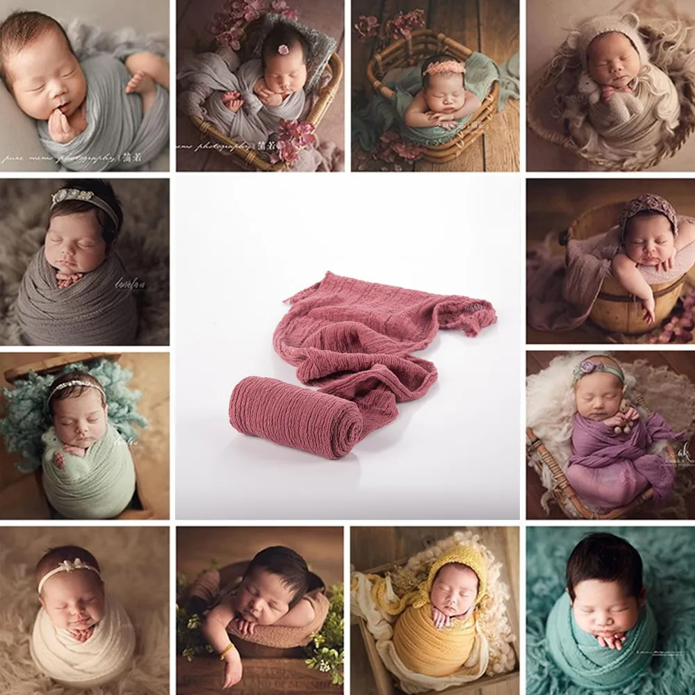 New Photography Elastic Cloth Cotton Baby Photo Towel Newborn Pleated Seersucker Wrap Cloth