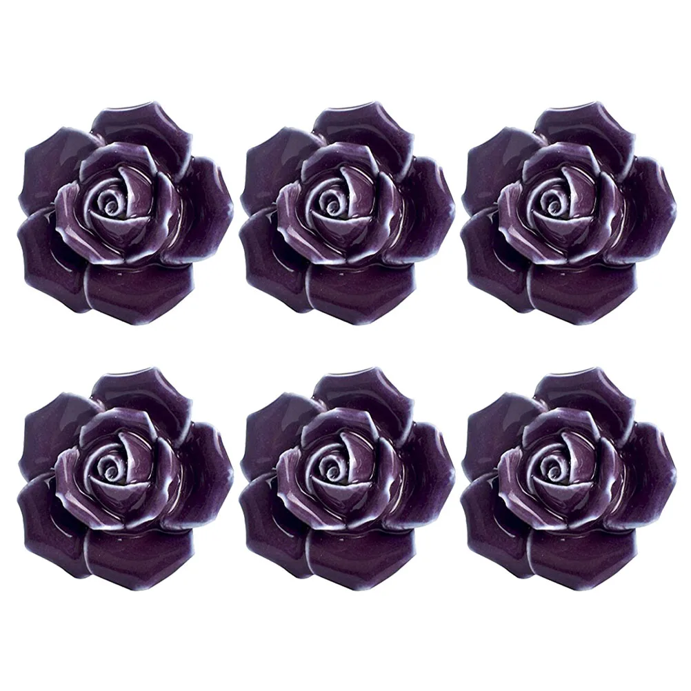 

6Pcs Rose Design Ceramic Cabinet Drawer Knobs Durable Pull Handles for Wardrobe Cupboard Door Furniture Door Pull Handle