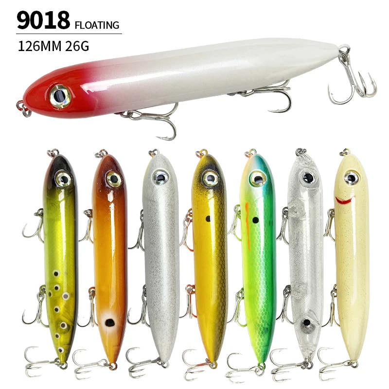 

10 шт. приманок для рыбалки 126 мм 26 г, соленоводные воблеры Super Spook Pencil Lure Walk the Dog, поверхностные приманки с тройными крючками, рыболовная наживка