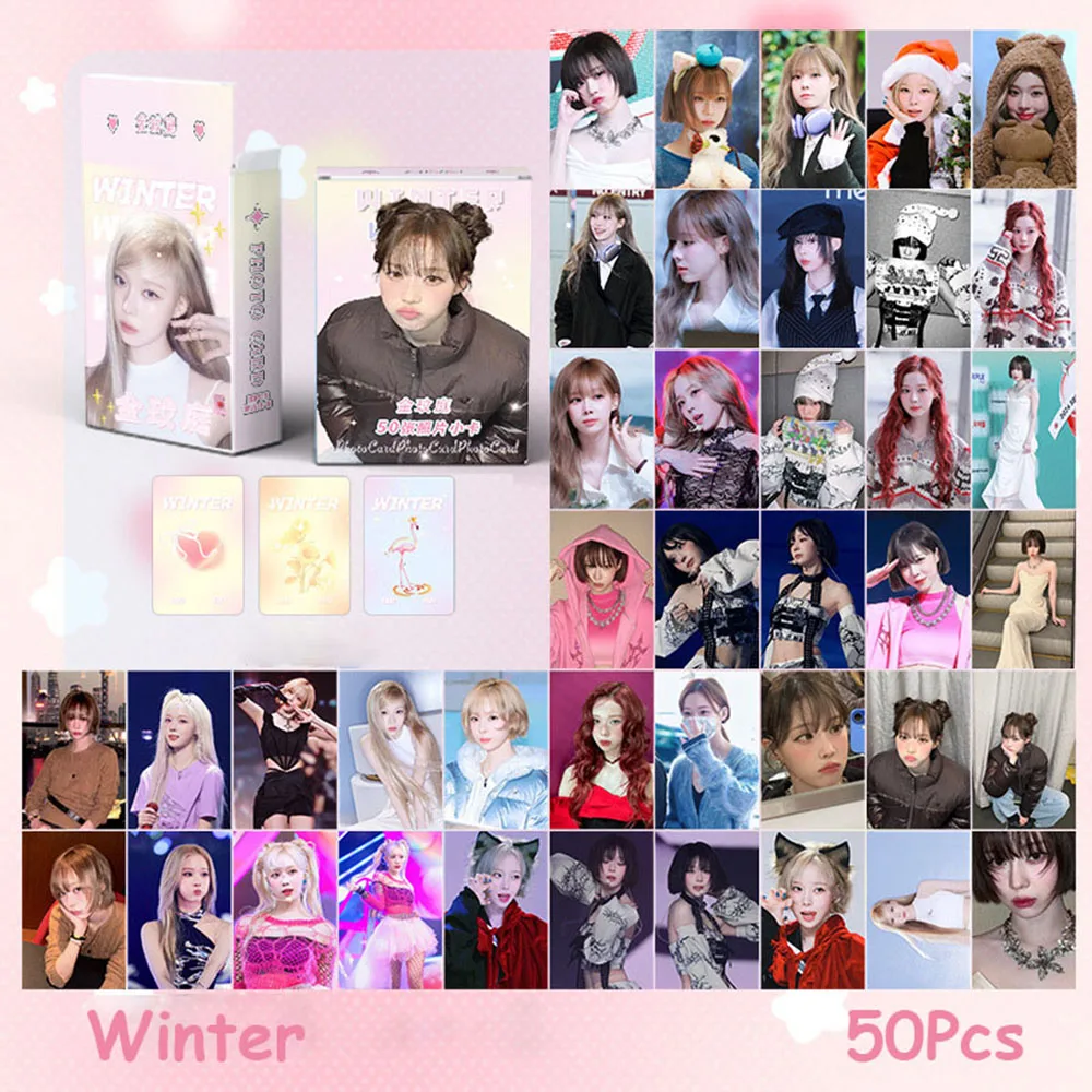 50Pcs/Set Winter Personal Laser Selfie Lomo Cards Two Sides Print Stage Ins Fanmeeting Cute Photocards Postcards Fans Collection