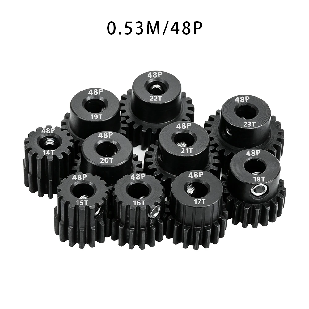1PC 3.175mm Bore 48P M0.53 Metal Pinion Gear 14T-23T Hardened Steel Motor Gear For 1/10 RC Crawler Racing Car Replacement