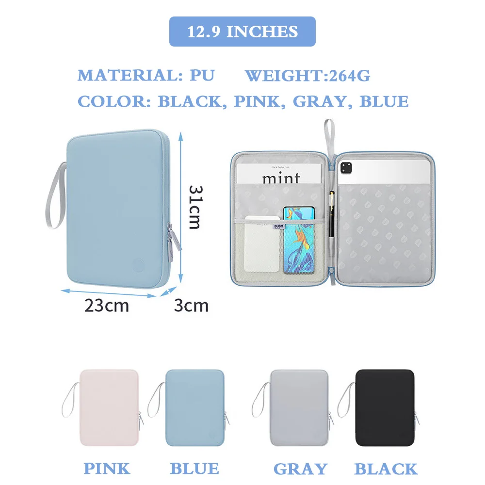 Tablet Handbag Case 10.9/12.9inch Tablet for iPad Air 11/13 Pro 11/13 Sleeve Carrying Case Protective Travel laptop Bag