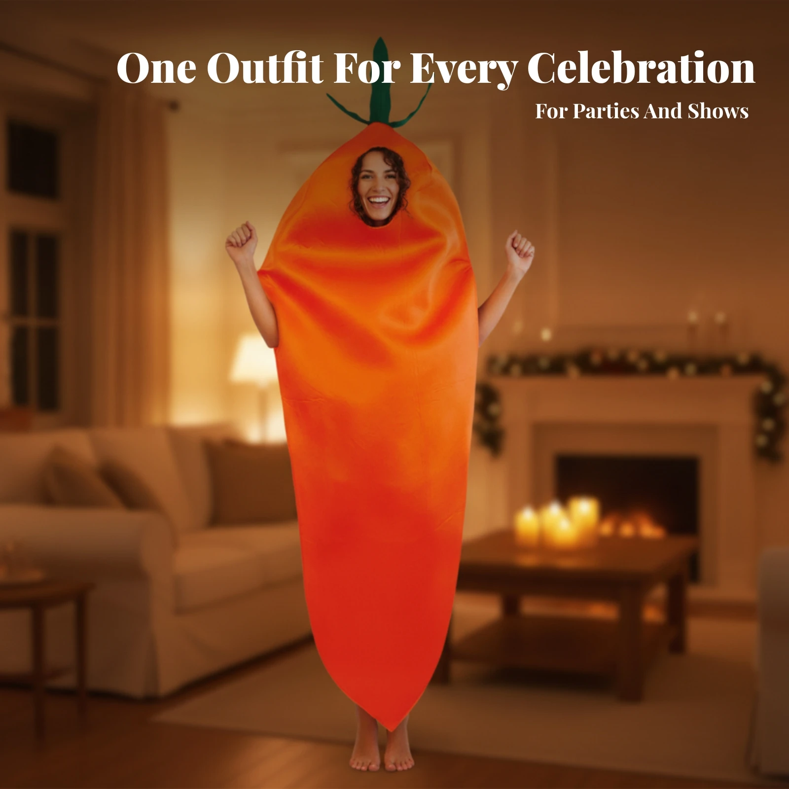 Carrot Costume Funny Carrot Cosplay Costume Apparel Comfortable Roomy for Adults, Halloween, Carnival