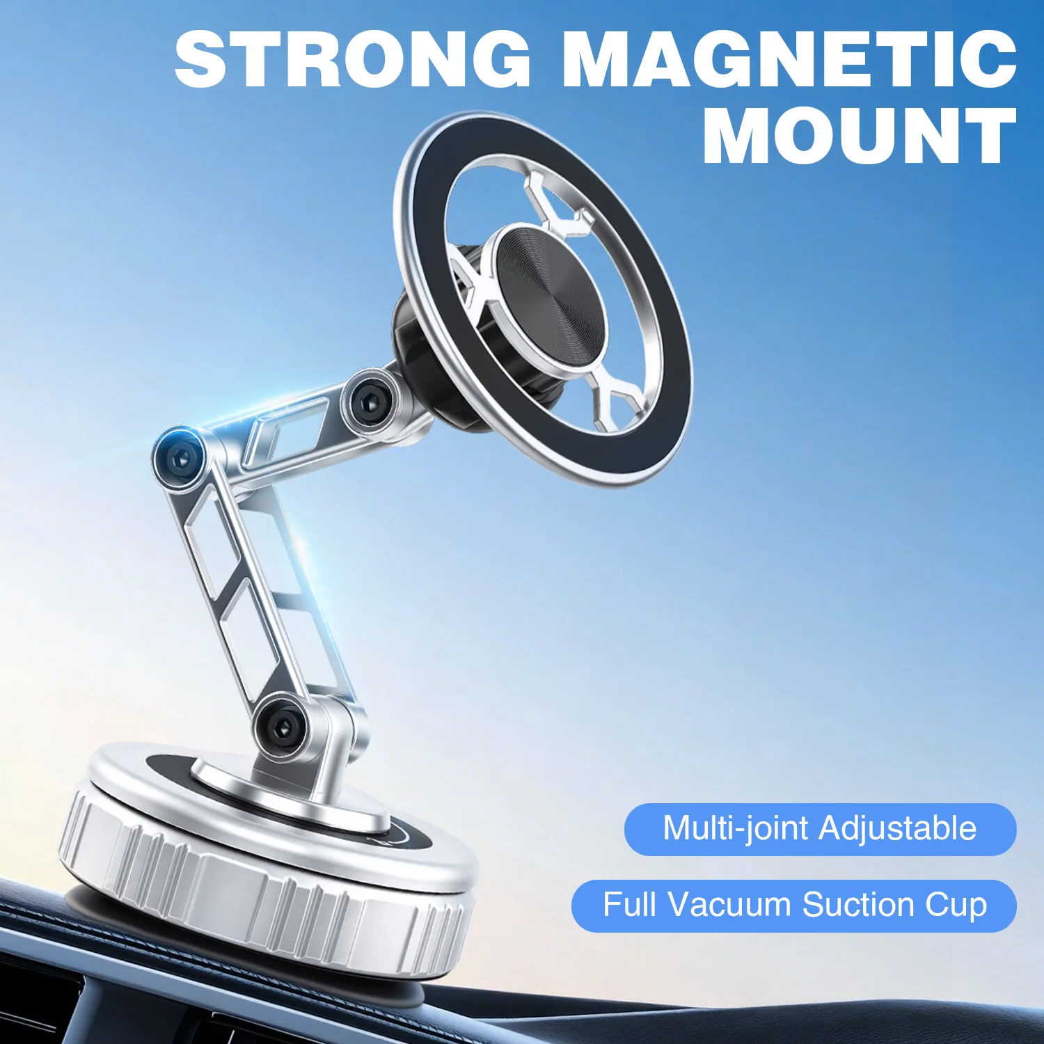 

Трехосный складной 360-градусный дрон ° Вращающийся механический держатель для телефона в автомобиль, универсальное крепление, магнитная подставка для телефона с вакуумным креплением