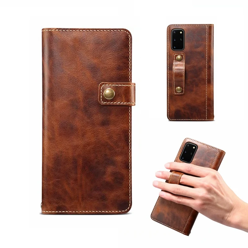 

Luxury Genuine Leather Phone Case For Samsung Galaxy S20 S10 Note 20 10 Note20 Note10 Ultra Plusretro Wallet Covers Holster Case