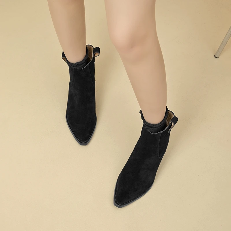AIYUQI Damen-Stiefeletten 2026, neue Western-Cowboy-Stiefel mit spitzer Zehenpartie und Reißverschluss für Damen, Arbeitsstiefel mit Blockabsatz für Damen – Detail 14