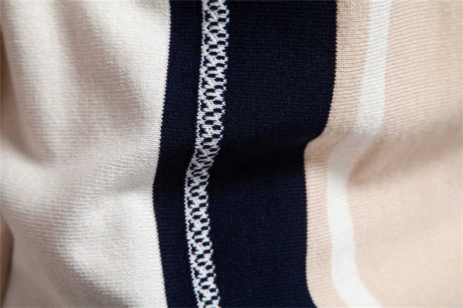 Knitted Polo Shirt Men Summer Short Sleeve Stripe Polo Shirt Fashion Casual Stripe Knit Tops Male