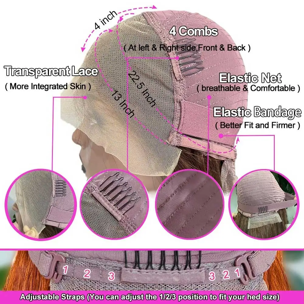 الزنجبيل الجسم موجة خصلات الشعر المستعار الإنسان 13x4 HD الدانتيل الباروكات الأمامية للنساء الملونة البرتقالية 350 الرطب والمموج الدانتيل الجبهة خصلات الشعر المستعار الإنسان #5