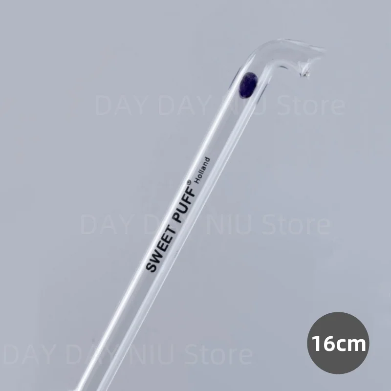 

6.3inch Whole Curved Sweet Puff Coloured Balancer Reusable GlasS StRAwS Borosilicate Juice Straw