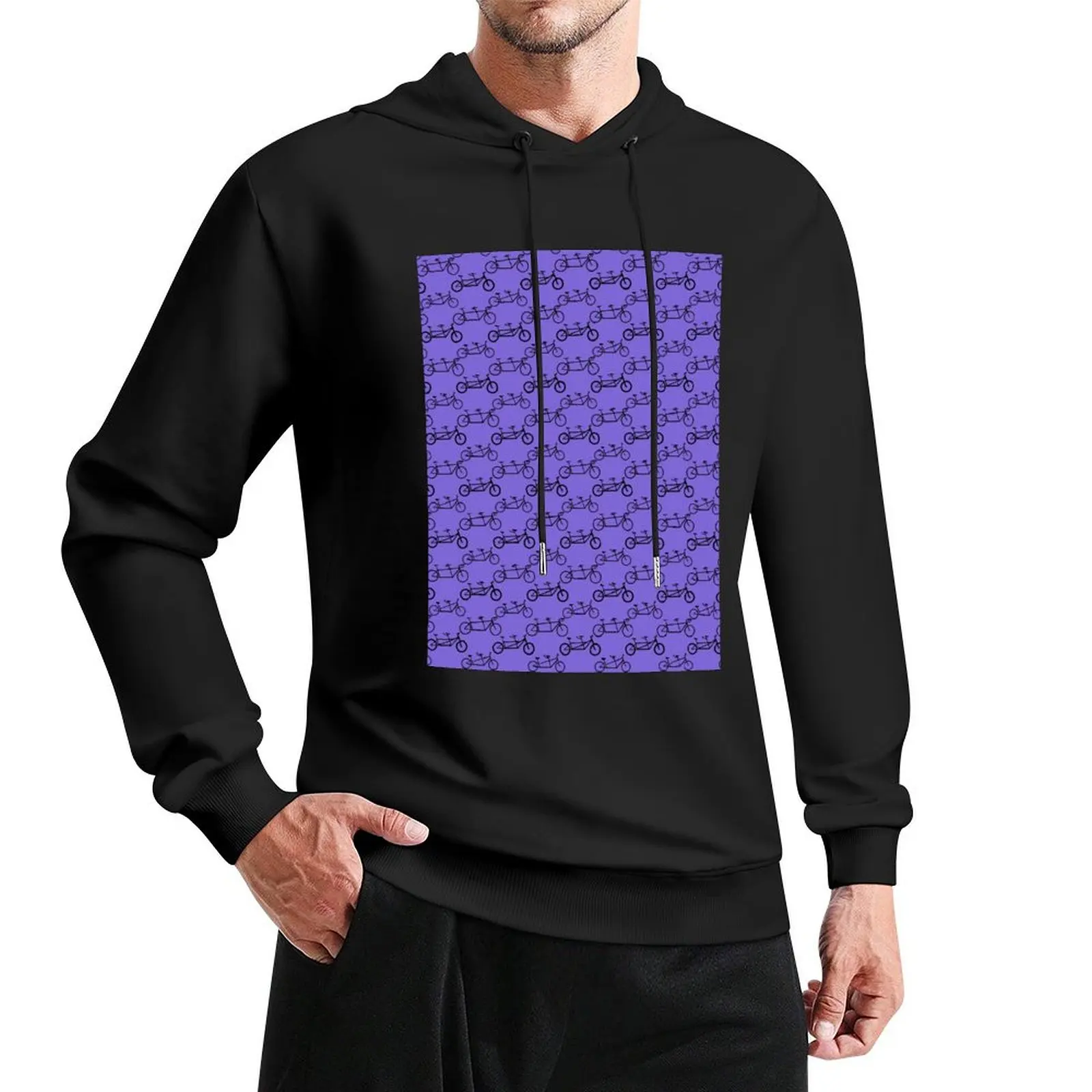 Tandem types pattern - black on lavender Pullover Hoodie fashion men big size hoodie