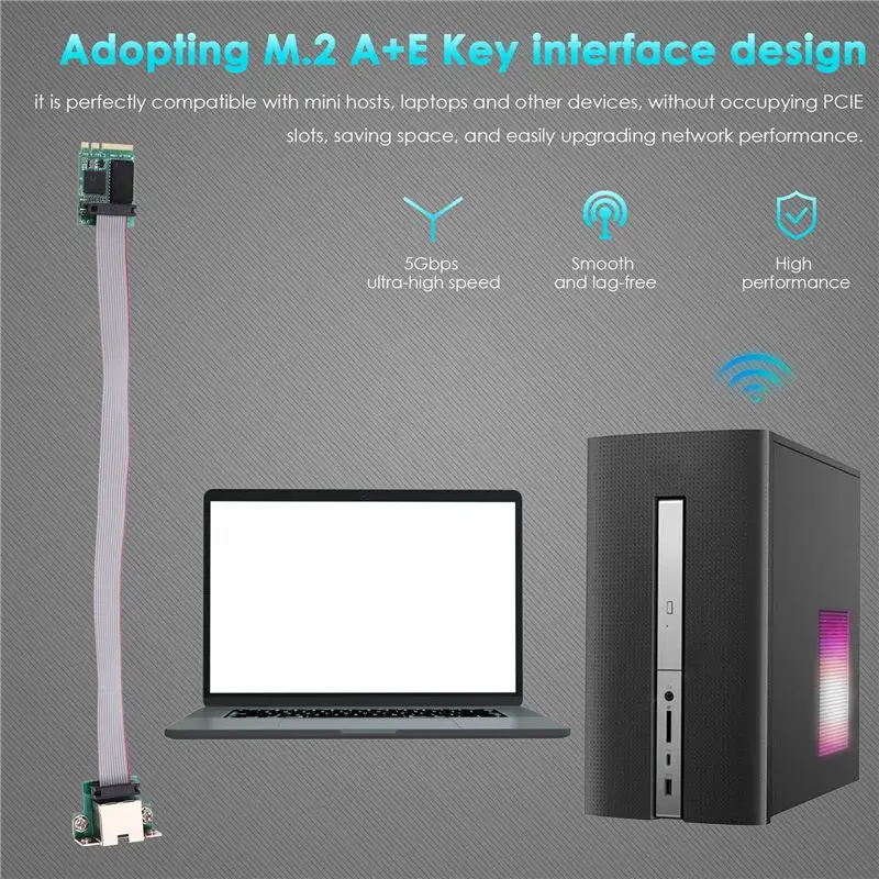 A75Q-High-Speed M.2 A+E KEY Gigabit Ethernet Network Card RTL8126 For PXE Diskless Boot, Compatible With Win10/8/7